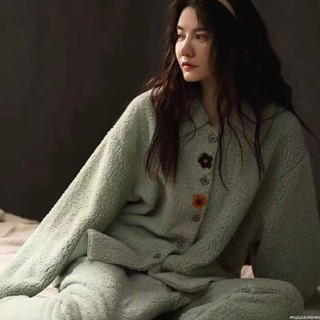 【限時免運】睡衣女冬季加絨加厚搖粒絨2023年新款ins風保暖大碼家居服套裝冬季珊瑚絨睡衣 性感睡衣 睡裙 居家服