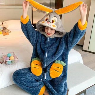 【限時免運】睡衣女冬珊瑚絨可愛兔子學生寢室連體秋冬季加厚加絨法蘭絨家居服可愛連體睡衣 珊瑚絨睡衣 居家服