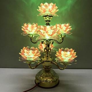 上新濟緣佛燈led蓮花燈佛供燈供佛燈七彩水晶長明燈七星燈荷花燈九品限定