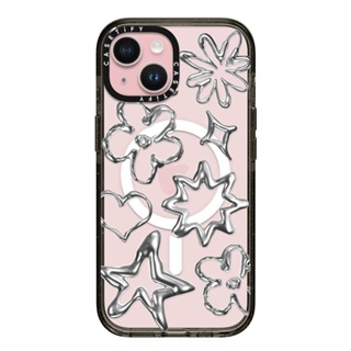 CASETiFY 保護殼 iPhone 15/15 Plus 金屬愛心星星 Chrome Doodles