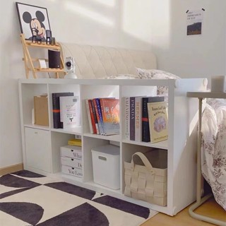 *精品*熱賣書架置物架落地格子櫃書櫃家用床邊尾櫃收納櫃八格櫃矮櫃子儲物櫃誠信歡樂店鋪