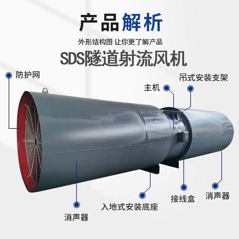 SDS隧道射流風機雙向可逆公路礦山鐵路工廠消防排煙除塵降溫帶證