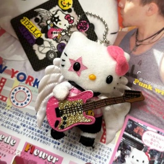 吉他天使kitty鑰匙扣hello凱蒂貓掛件公仔毛絨高級感hallo小飾品