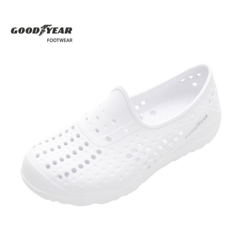 【GOODYEAR 固特異】男鞋＜251＞ 輕量透氣 Q彈柔軟 防水防滑 洞洞鞋 白GAMP33329