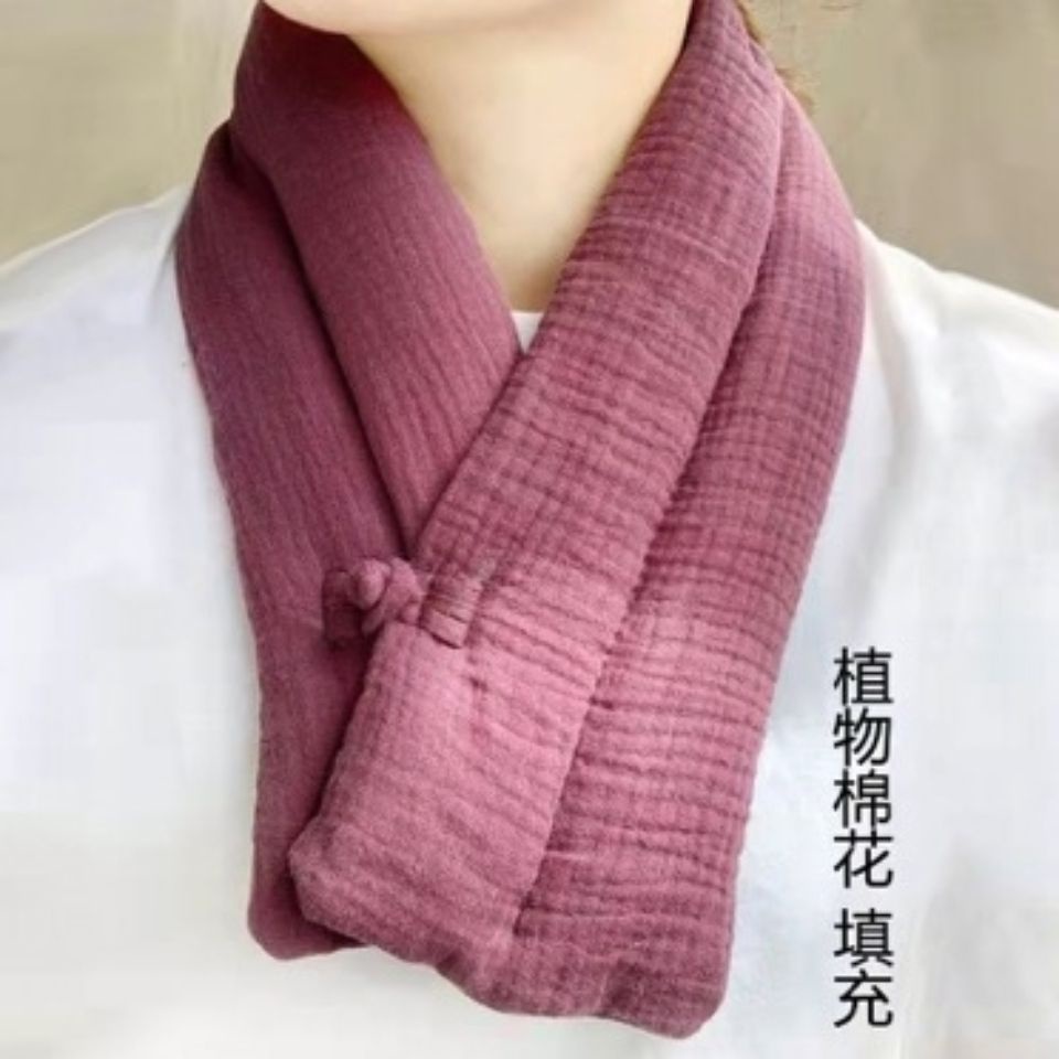 原創純棉天然植物棉手工加厚保暖護頸椎圍脖柔軟百搭多色枕頭圍巾