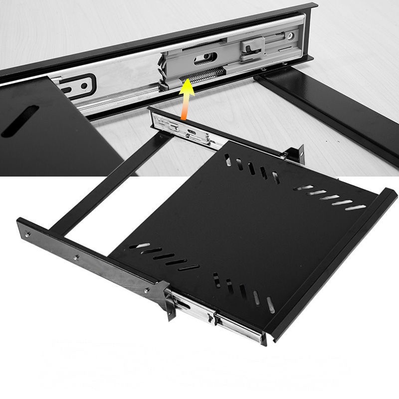 免運~特價❤通用型19英寸2U加厚機櫃鍵盤托滑動層板伸縮導軌抽屜隔板托盤