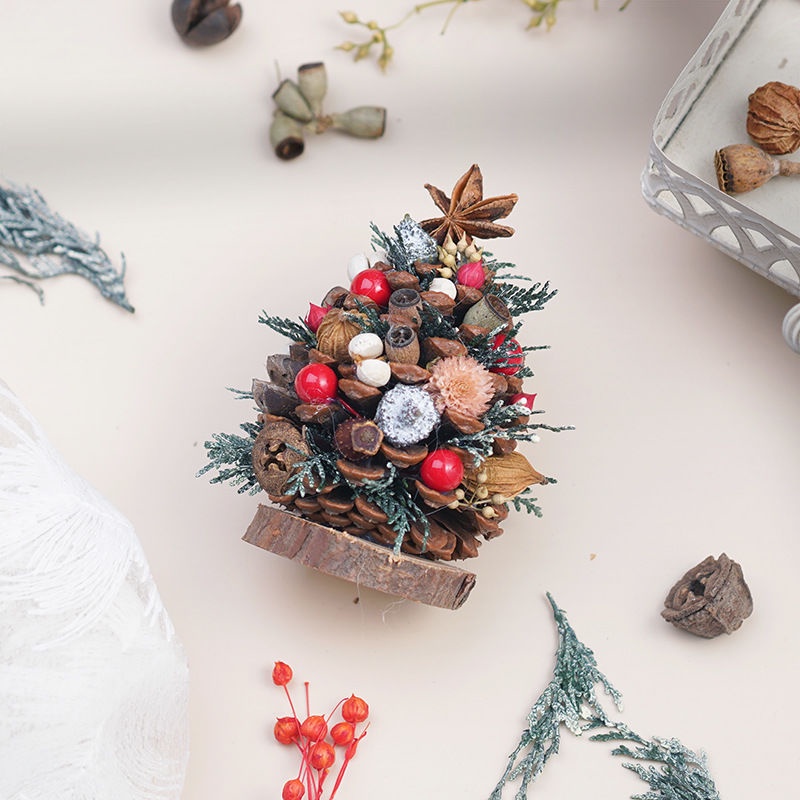 聖誕樹 圣誕樹松果DIY 圣誕節手工材料包沙龍子活動裝飾擺件禮物干花