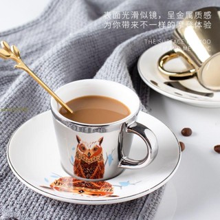 <顔羽afad> 倒影杯鏡面倒影杯子鏡面杯碟倒影韓國創意陶瓷反射咖啡杯luycho杯 bvc