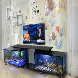 電視櫃魚缸水族箱客廳傢用超白玻璃茶幾一體生態魚缸
