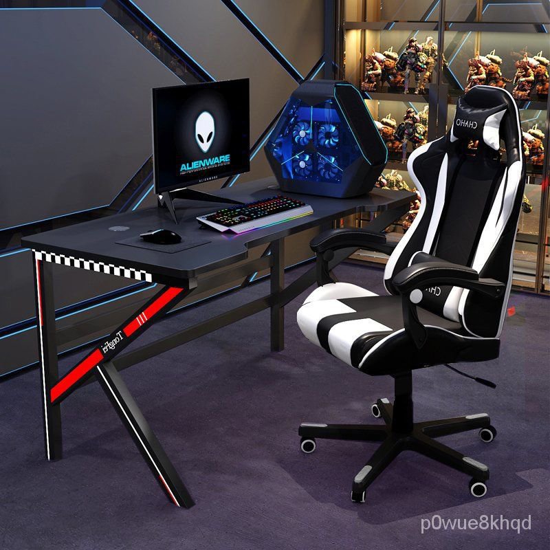 【爆款 熱賣】電腦桌椅一套電競桌電腦臺式桌簡易辦公桌子電腦遊戲桌椅套裝組閤 Z54H