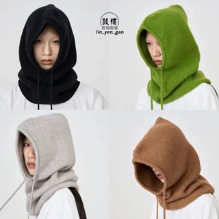 臺灣免運出貨🔅拉法帽 日系 毛線帽 子 圍脖 一件式女秋冬加厚針織韓版護耳脖套 保暖 連帽 圍巾 潮