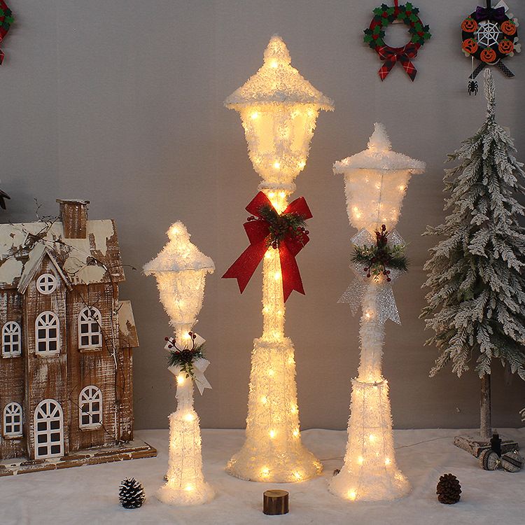 聖誕節裝飾90-150cm植絨髮光路燈聖誕樹裝飾用品聖誕場景佈置擺件