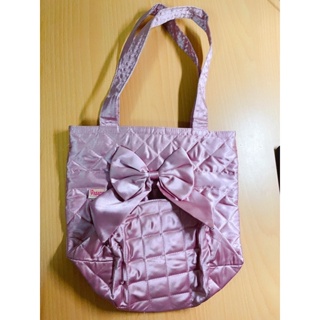 粉色 格子紋 蝴蝶結 購物袋 隨身袋 手提包 曼谷包