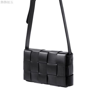 男女通用 編織 斜背袋 時尚 小方包 男式 百搭 休閒包 韓版 皮質 側揹包 氣質 女包 黑色 皮包 復古包 手工編織