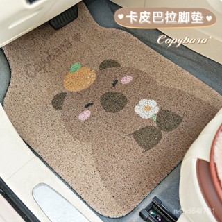 出清 腳踏墊 汽車腳踏墊 卡皮巴拉汽車腳墊 絲圈耐磨車用地墊 四季通用可清洗卡通汽車用品 小楊臻選