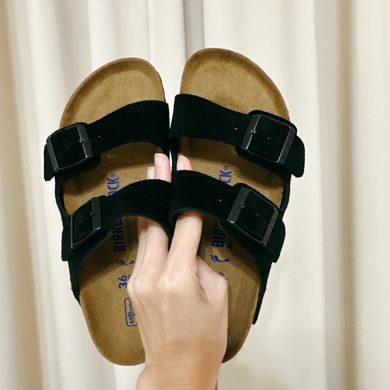 【Birkenstock勃肯】Arizona黑色麂皮拖鞋