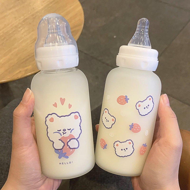 奶瓶 新生嬰兒 1 歲以上 2 兒童 吸管 玻璃杯 奶嘴 學生 大人 女朋友 專屬 可愛