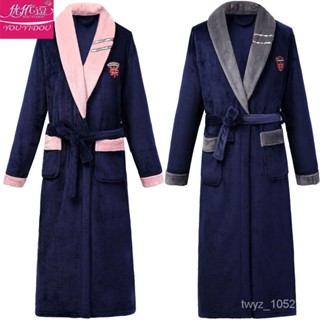 【大尺碼睡袍女】 【加厚長款】冬季法蘭絨情侶睡袍女士傢居服珊瑚絨浴袍男大碼睡衣法蘭絨浴袍 浴袍女 保暖