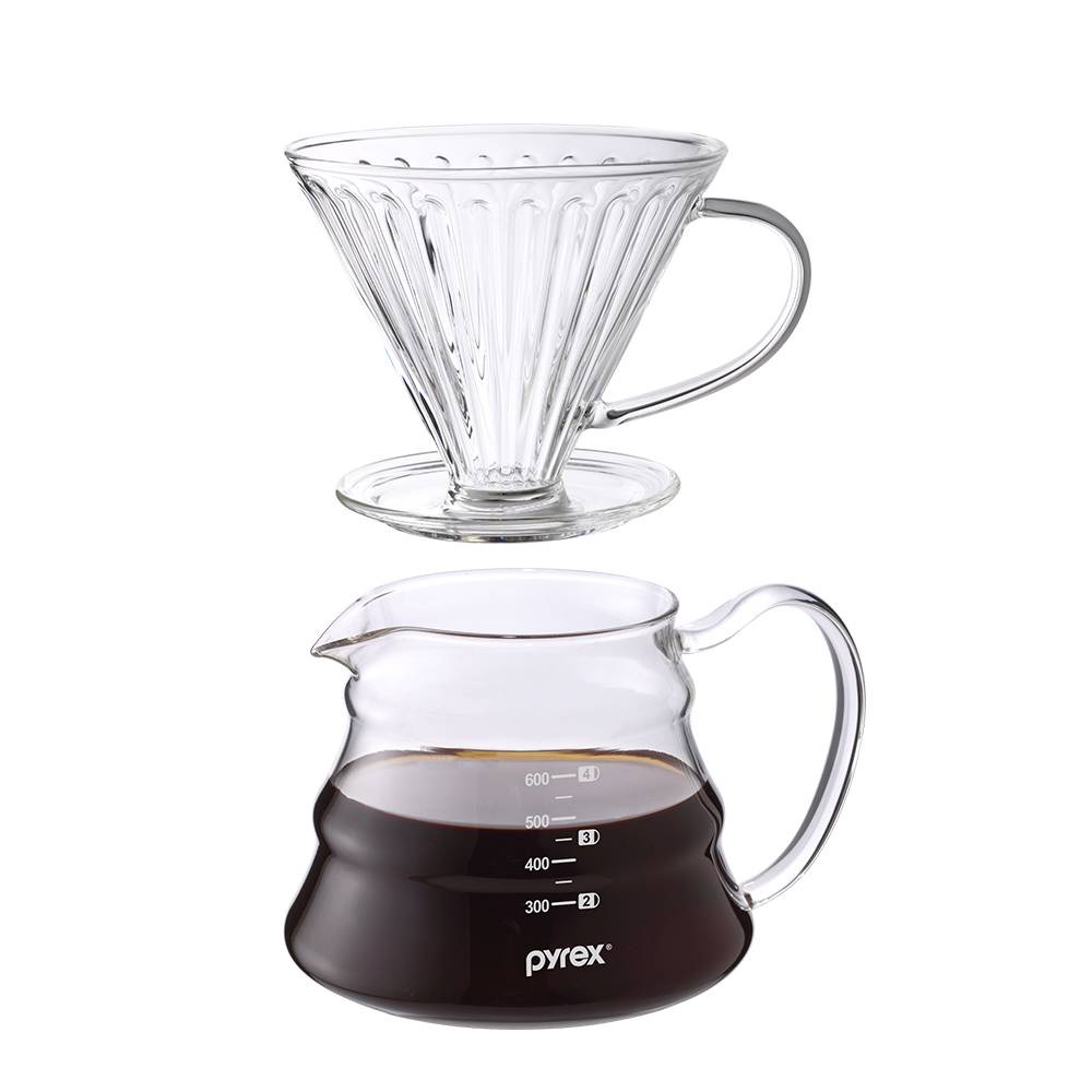【康寧 Pyrex】 Café 咖啡玻璃壺 700ML+玻璃濾杯