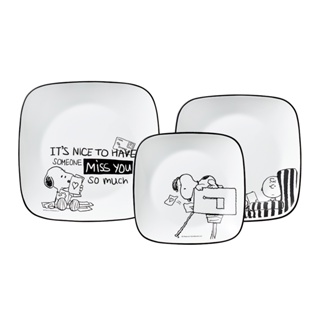 【康寧 Corelle】SNOOPY史努比 旅行地圖3件式方盤組-C01