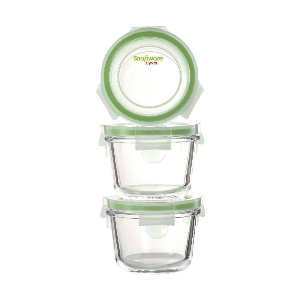 【Snapware康寧密扣】&lt;全新升級系列&gt; 圓形寶寶用玻璃保鮮盒-150ml (3入裝)