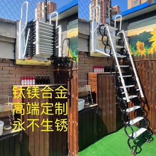 🔥現貨熱賣🔥開立發票🔥壁掛伸縮樓梯家用伸縮梯電動樓梯閣樓不生銹室外伸縮梯防滑折疊梯