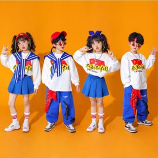 小學生運動會演出服女童合唱服兒童中國風啦啦隊服裝男童街舞潮裝男孩套裝童長袖套裝男寶