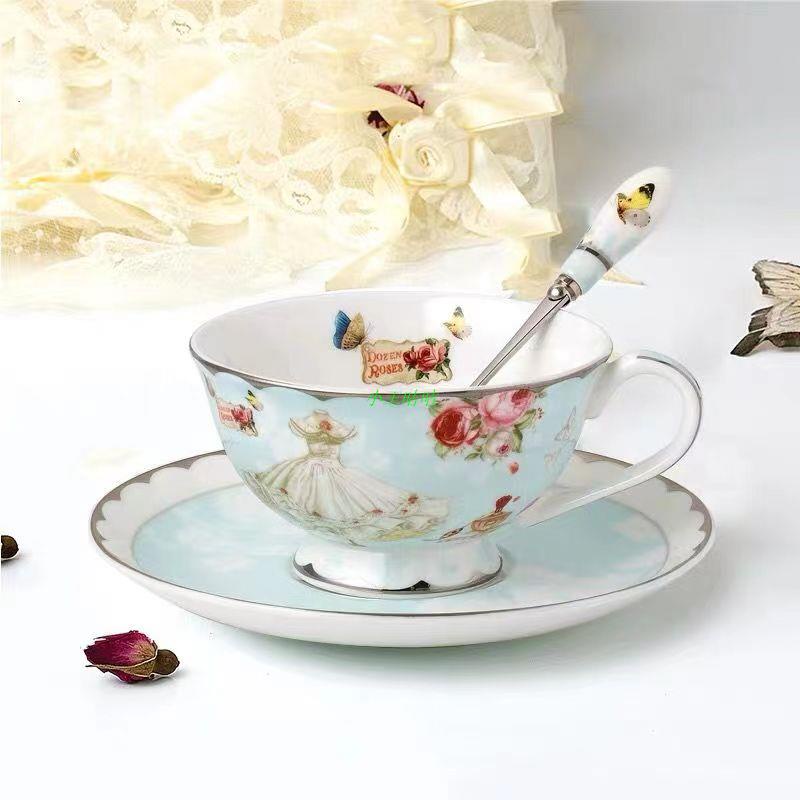 杯盤組 杯 盤 夢幻公主禮服杯盤組 英含湯匙 英式下午茶 陶 生活用品 居家裝飾 玫瑰 法式 歐式