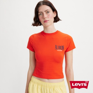 Levis Gold Tab金標系列 女款 短版彈力修身短袖T恤 橘紅 A3718-0032 熱賣單品