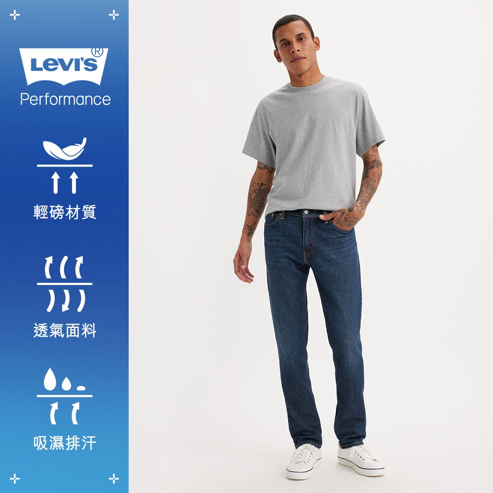 Levis 511低腰修身窄管涼感牛仔褲 / 深藍刷白石洗 / Cool 彈性布料 男款 04511-5847 熱賣單品