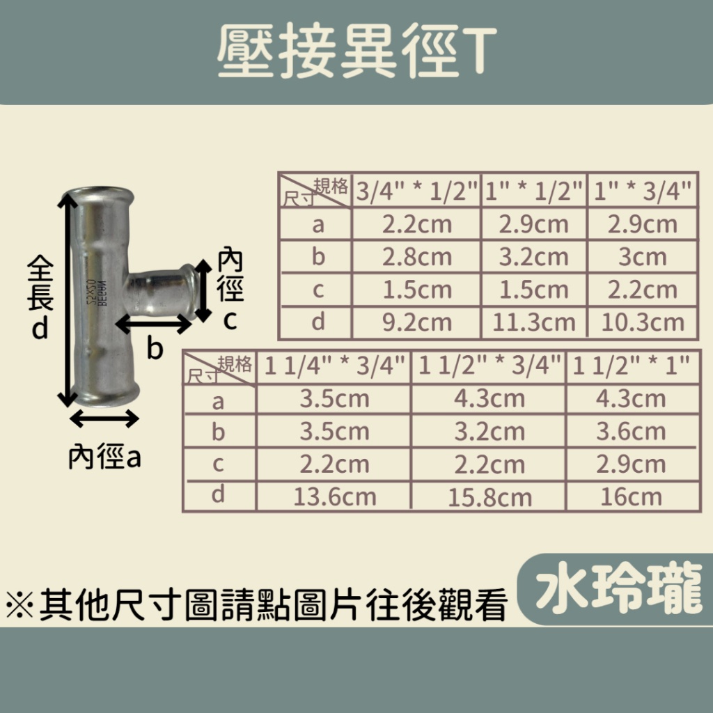 【水玲瓏】 壓接異徑T 4分 6分 1吋1吋2 1吋半 異徑 異徑管 壓接異徑三通 壓接管 壓接異徑 單壓 單壓接