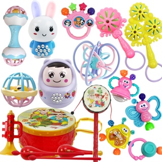 【台灣】嬰兒玩具手搖鈴0-3-6-12個月寶寶安撫軟牙膠手抓球0-1歲益智床鈴 玩具 益智玩具 兒童玩具