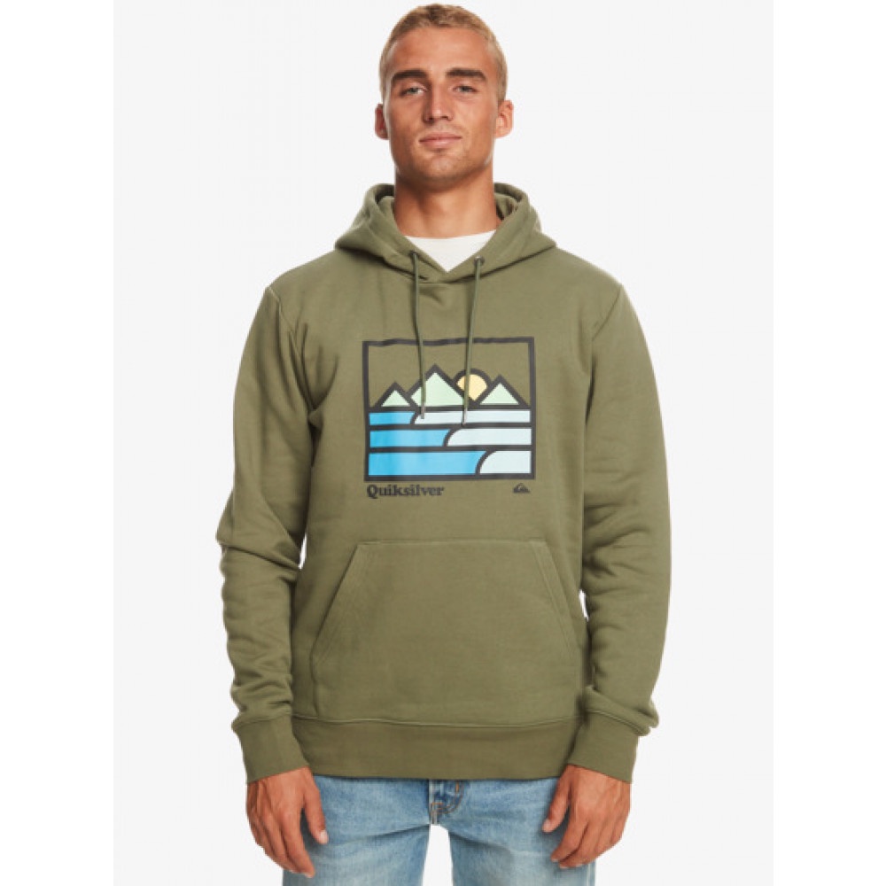 QUIKSILVER - LANDSCAPE LINES HOODIE 男款 帽T 連帽上衣 軍綠-S