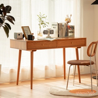 【免運】北歐全實木書桌櫻桃木80cm白橡木學生學習桌小戶型臥室傢用電腦桌