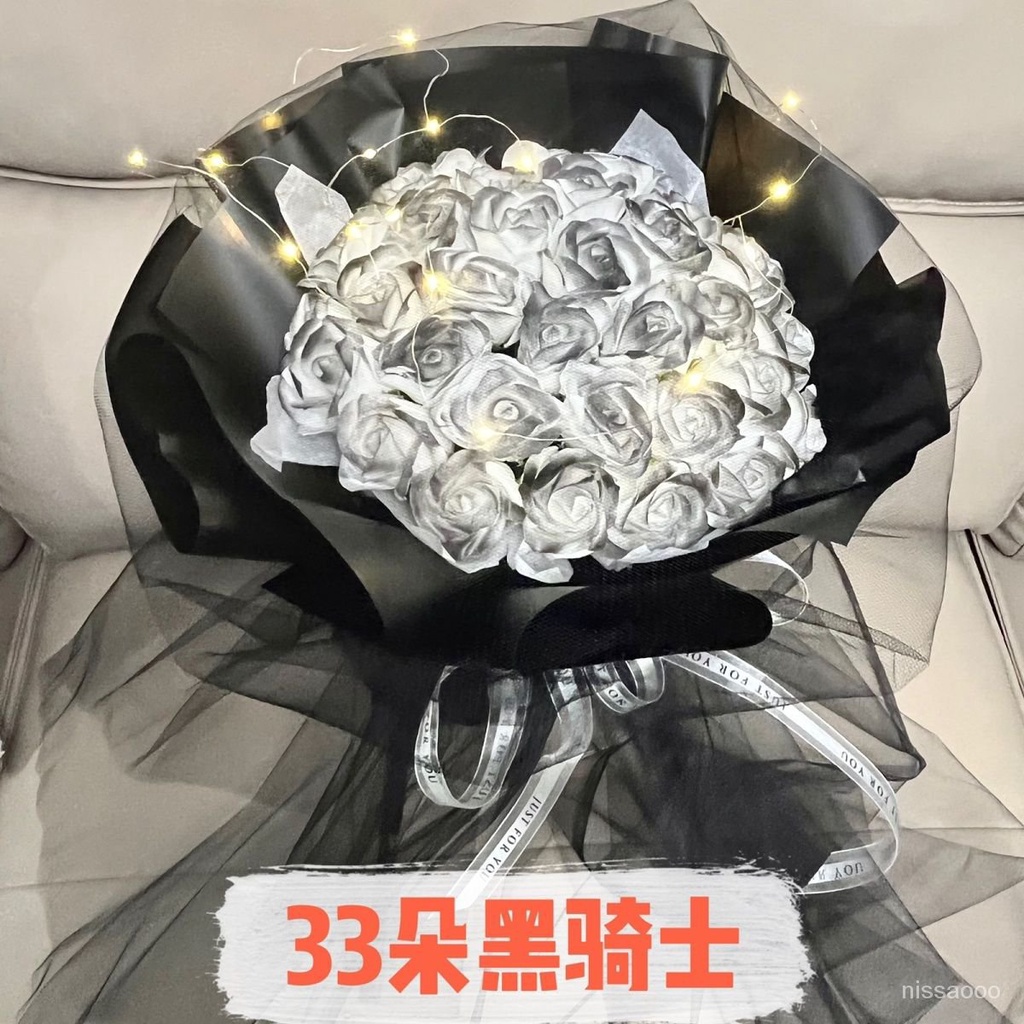 花束成品碎冰藍玫瑰仿真花小香風男朋友閨蜜永生花香皂花生日禮物 5HPT