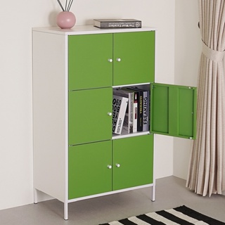 Homelike 芬妮鋼製六門置物櫃-草地綠 收納櫃 書櫃 辦公櫃 櫥櫃 鋼櫃