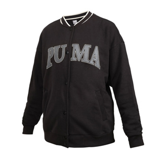 PUMA 女基本系列Squad棒球外套( 歐規 休閒 毛圈 上衣「67790201」 黑灰米白