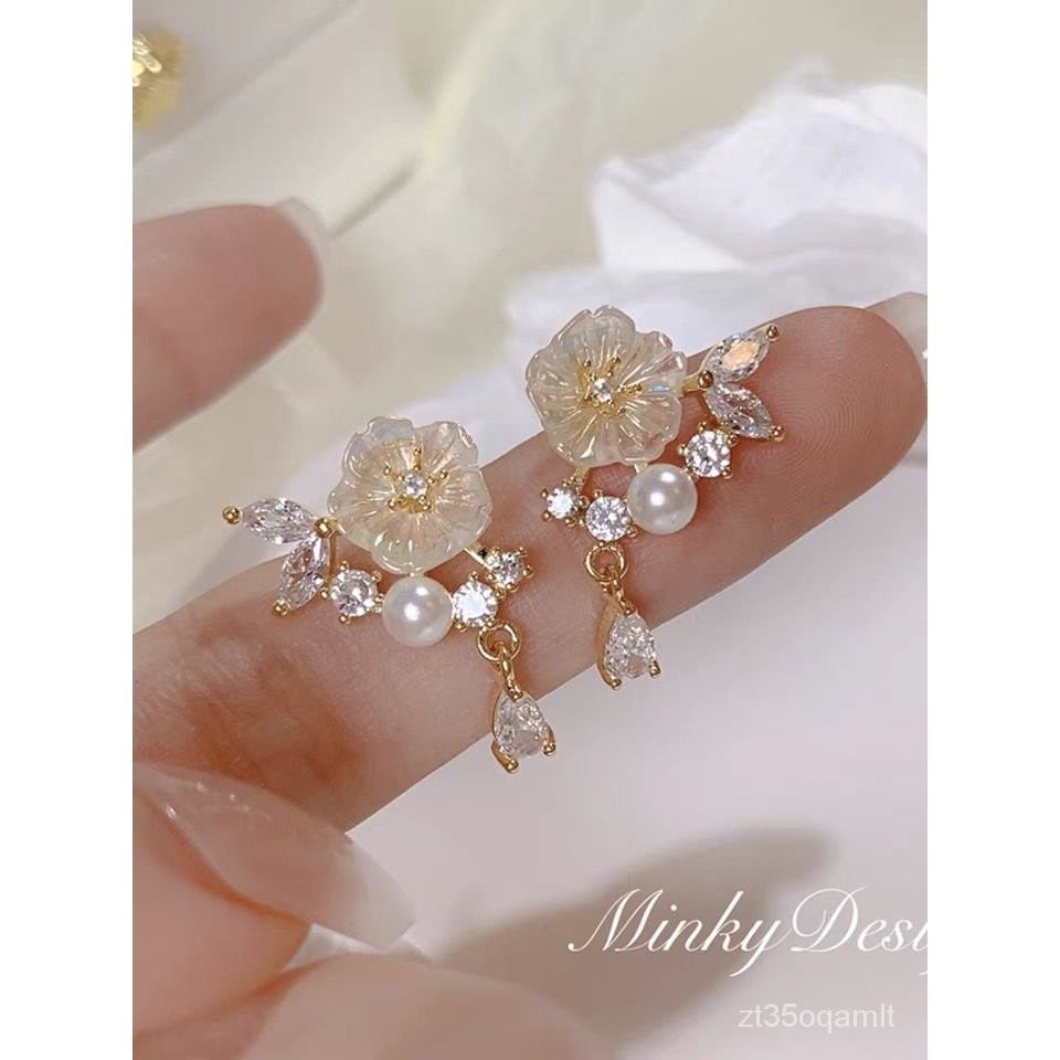 【喜飾 台灣出貨】「荔枝玫瑰」凡爾賽玫瑰花朵耳飾甜美小衆高級感耳夾女無耳洞耳環