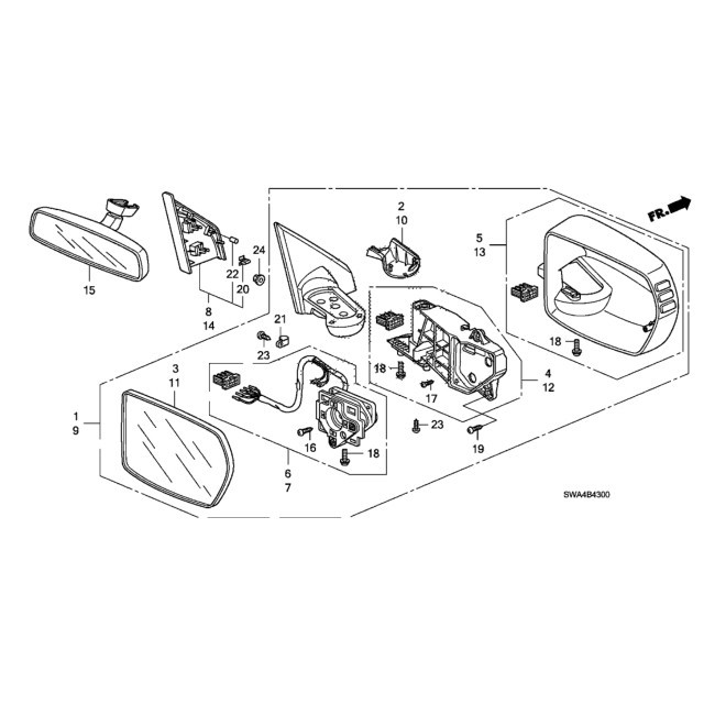 【明水自動車】 HONDA 原廠部品 CRV3 2007-12 後視鏡 後照鏡