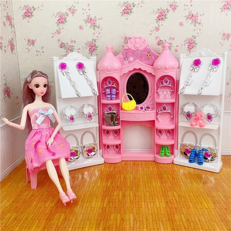娃娃大禮盒 交換禮物 芭比娃娃 芭比換裝衣櫃 夢幻衣櫃 夢幻衣櫥 30釐米芭比洋娃娃大城堡夢幻別墅梳妝臺化妝換裝配飾包包