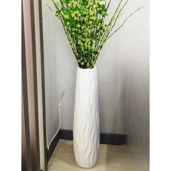 落地大花瓶高簡約塑膠仿陶瓷白色黑歐式居家擺件乾燥花插花客廳裝飾