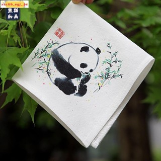 爆款#熱銷中文創熊貓手繪禮物國風禮品送老外出國留學彩繪熊貓手帕小方巾手絹