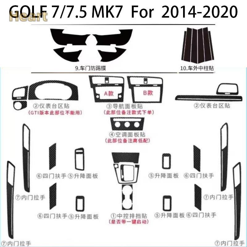 【卡諾】MK7 GOLF 7代 7.5 代 內裝碳纖維貼膜 電動窗門板 中控排擋 儀表出風口 導航 中柱防踢