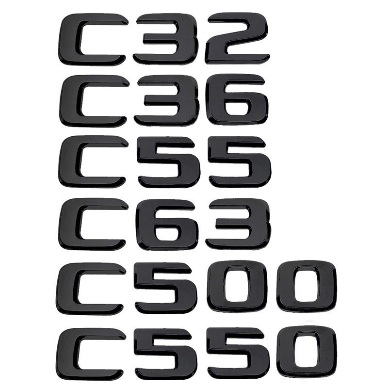 適用於賓士C32 C36 C55 C63 C500 C550汽車車尾門後備箱裝飾車標貼  ABS數字字母排量標