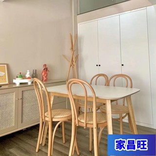 【JCW】法式復古曲木藤椅家用實木餐椅做舊美式索耐特中古風陽臺靠背椅