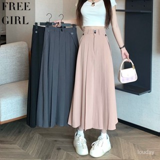 【Free Girl】大碼a字西裝半身裙新款顯瘦梨形中長裙高腰百褶裙 長裙 A字裙 洋裝 傘裙 包臀裙 百褶裙 一步裙