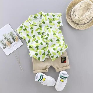 toddler baby boy summer shirt leaf infant boys clothes set
