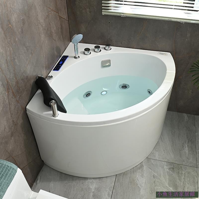 High Quality 小戶型深三角家用浴缸拐角扇形謎你成人浴盆網紅轉角浴池0.8-1米
