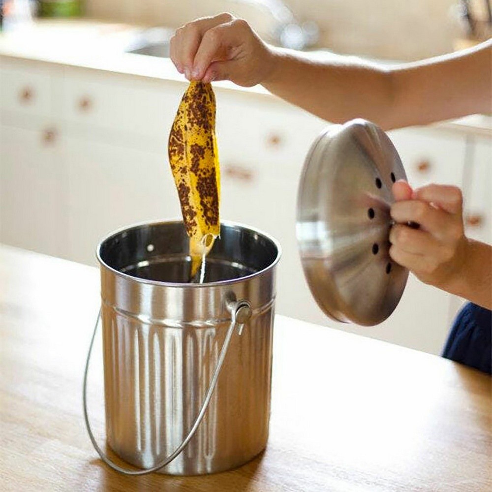 台灣現貨 英國《KitchenCraft》復古不鏽鋼廚餘桶(5L) | 回收桶 垃圾桶 收納桶 餿水桶