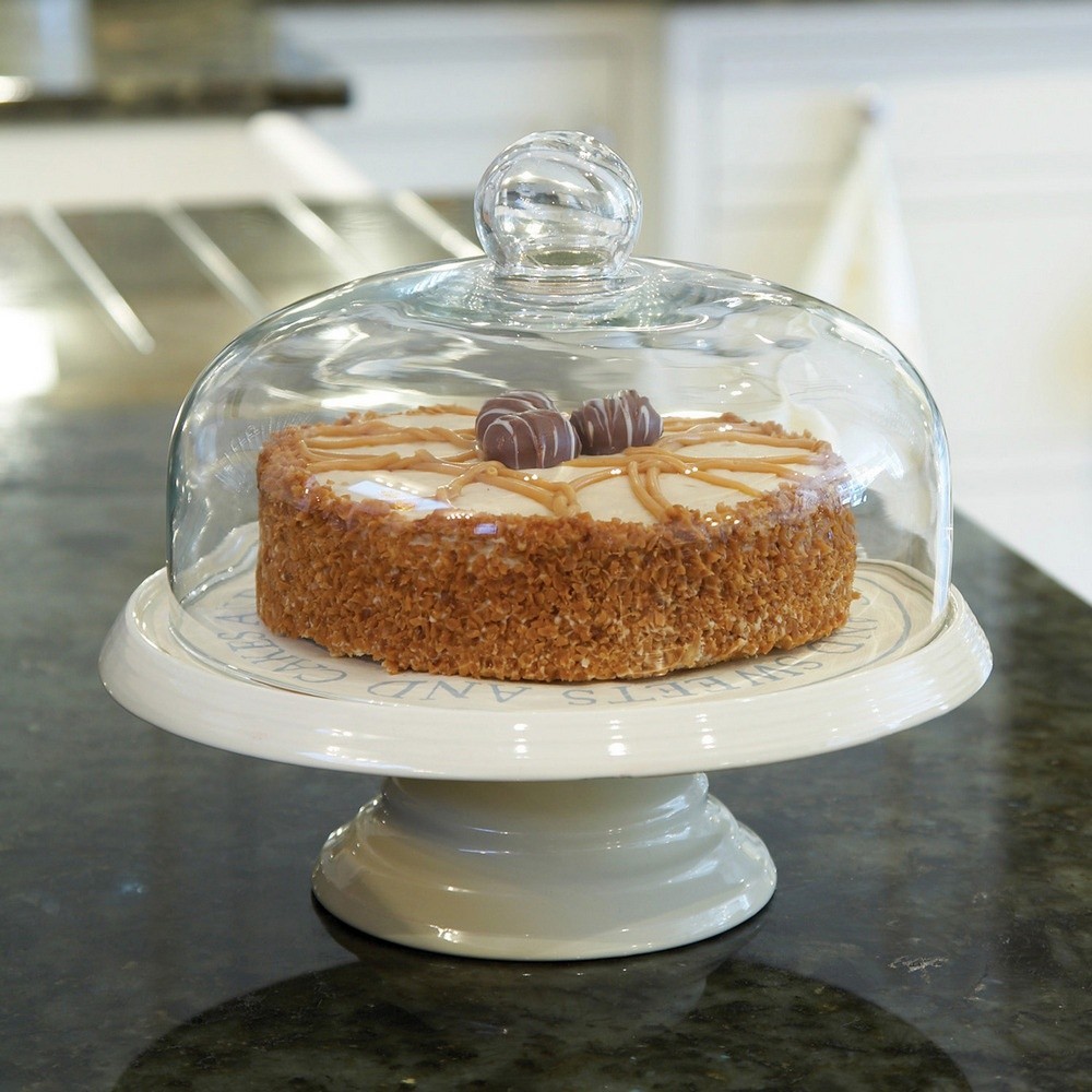 台灣現貨 英國《KitchenCraft》陶盤蛋糕架+玻璃罩 | 蛋糕台 甜點架 點心架